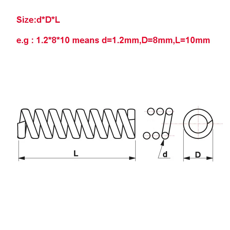 Y Type Spring Black Manganese Steel Pressure Spring Wire Dia 2.6/3mm Outer Dia 14-28mm Length 305/400mm