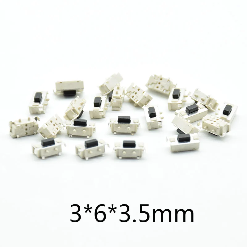 50pcs white black Micro Tact Switch Touch 3*6*3.5 3x6x3.5 SMD For MP3 MP4 Tablet PC Button Bluetooth Headset Remote Control