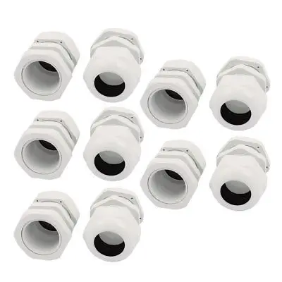 PG25  15-22mm 34mm x 43mm Waterproof Adjustable Cables Gland White 10pcs