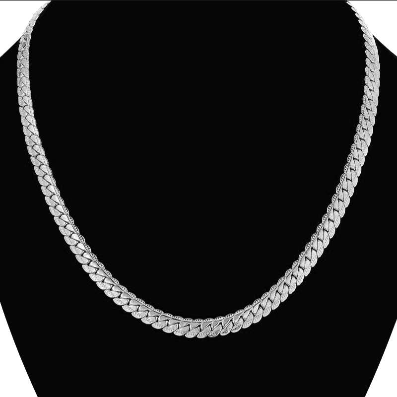 Collar de cadena de serpiente de acero inoxidable 316L para hombre, Color plateado, Hip Hop, venta al por mayor, Collares de joyería de cadena para mujer de 7MM