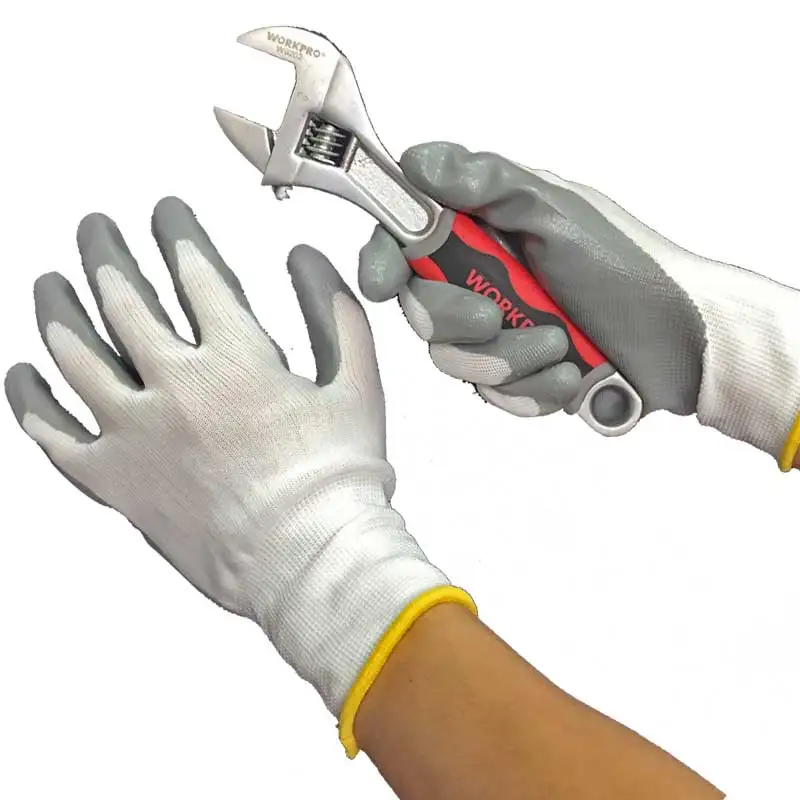 NMSafety-guantes de trabajo de nitrilo, protectores de manos de nitrilo, con revestimiento de nailon, Palma sumergida, para reparación de automóviles