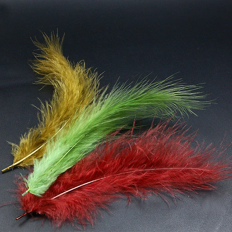 New 12 optional Colors 40pcs/pack Dyed Turkey Marabou feather cheap Woolly Bugger Tying materials quilling feather hand selected