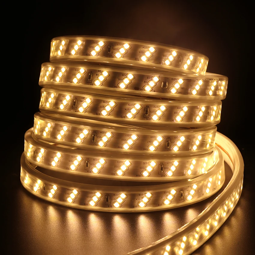 Waterproof Led Strip Light 220V 2835 180Led/m Three Row Flexible Tape Lights Cold White/Warm White 1m 2m 5m 10m 15m 20m 50m 100m