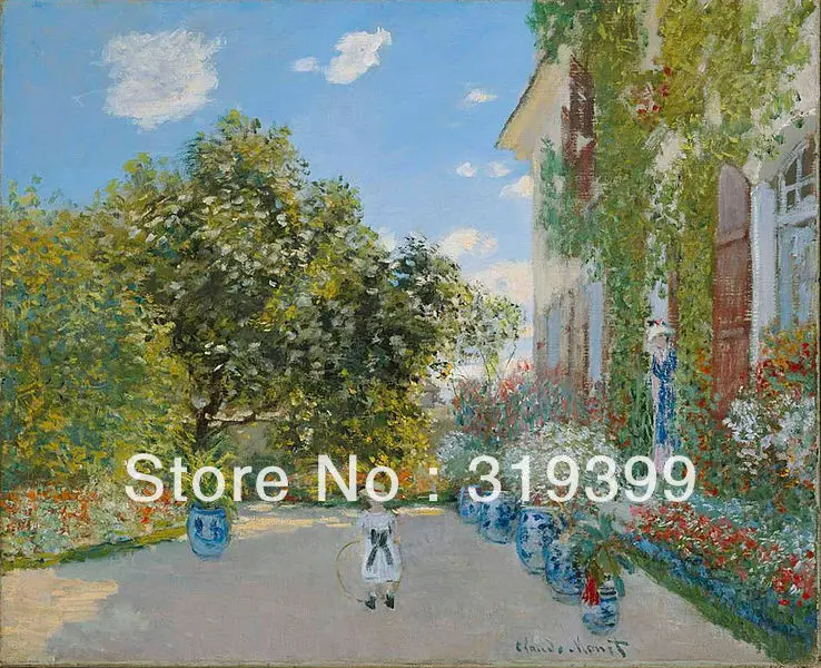 

100% handmade Linen canvas Oil Painting Reproduction with Museum quality,The Artist House at Argenteuil by Claude Monet