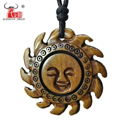 GX064 Hot Sale New Zealand Maori pendant Primitive tribes jewelry Handmade Carved sun totem necklace yak bone necklaces