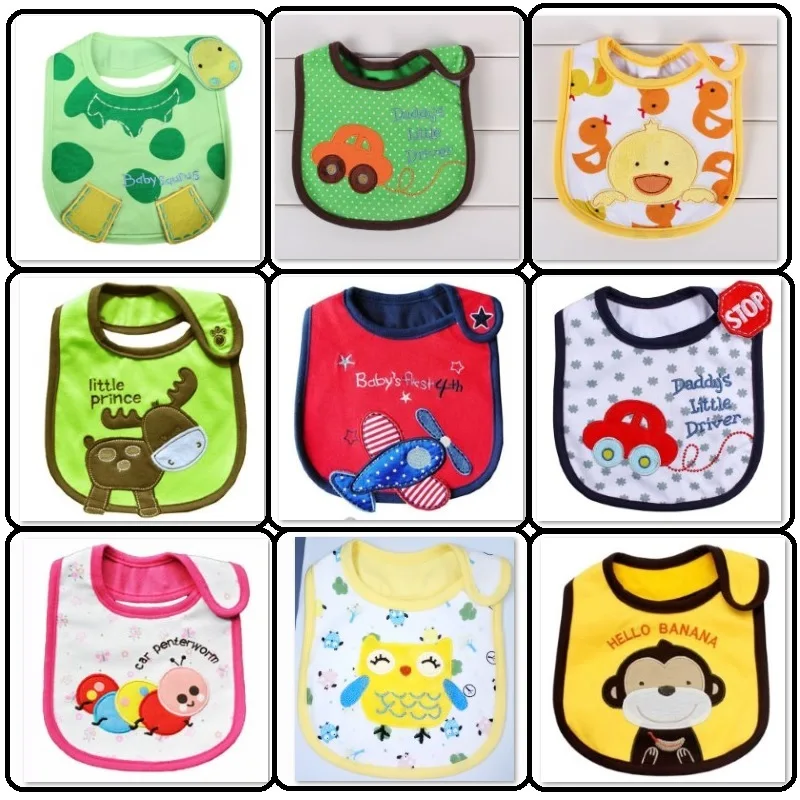 Embroidery Baby Burp Cloths Bibs Boys Towels Girls Pinafore 0-3years Newborn Feeding Bib Waterproof babet Scarf Cotton