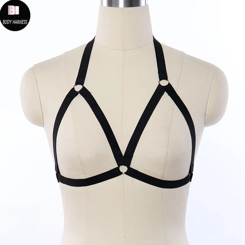 

Sexy Women Body Harness Fetish Belt Black Top Goth Rave Wear Cage Bondage Harness Bra Bustier