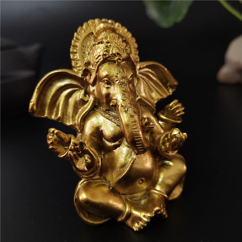 Gold Ganesha Buddha Statue Indian Elephant God Sculptures Resin Ganesh Figurines Ornaments Home Garden Decoration Buddha Statues