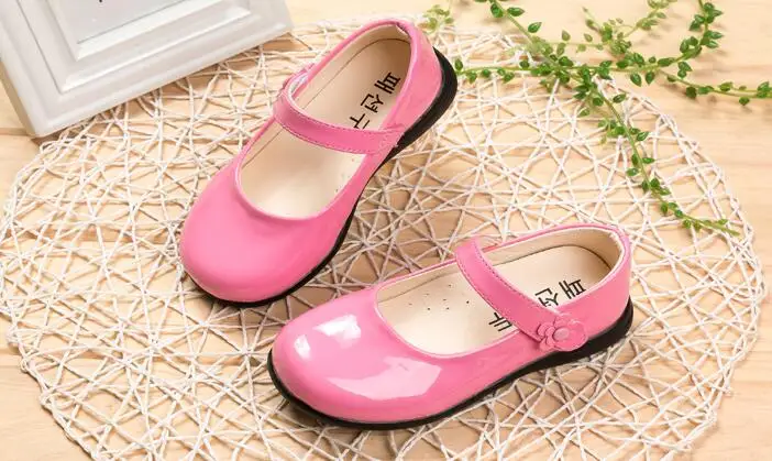 Zapatos planos de princesa para niña, calzado de baile de piel sintética para niña, primavera y otoño