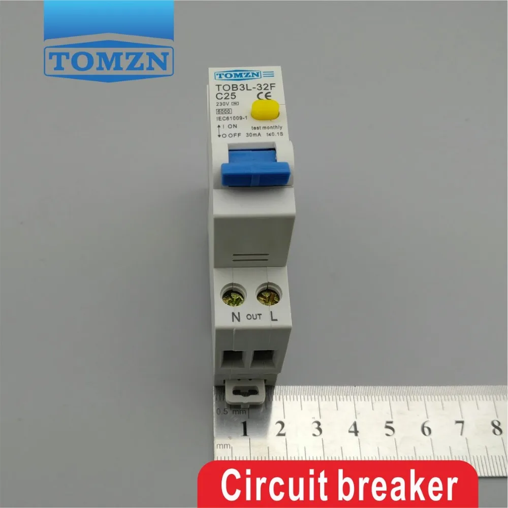 TOB3L-32F 18MM RCBO 25A 1P+N 6KA Residual current Circuit breaker with over current and Leakage protection