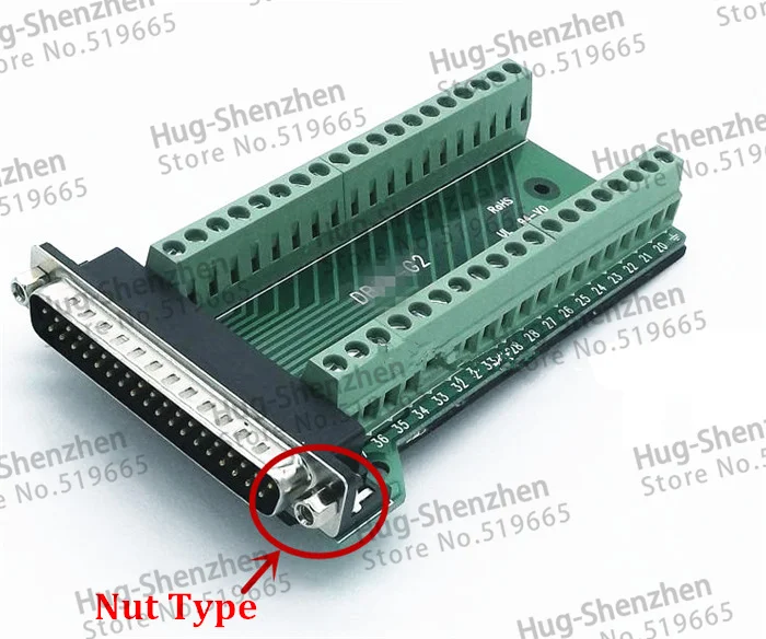 DB37 mannelijke Signaal Module Terminal Breakout Board Moer Connector