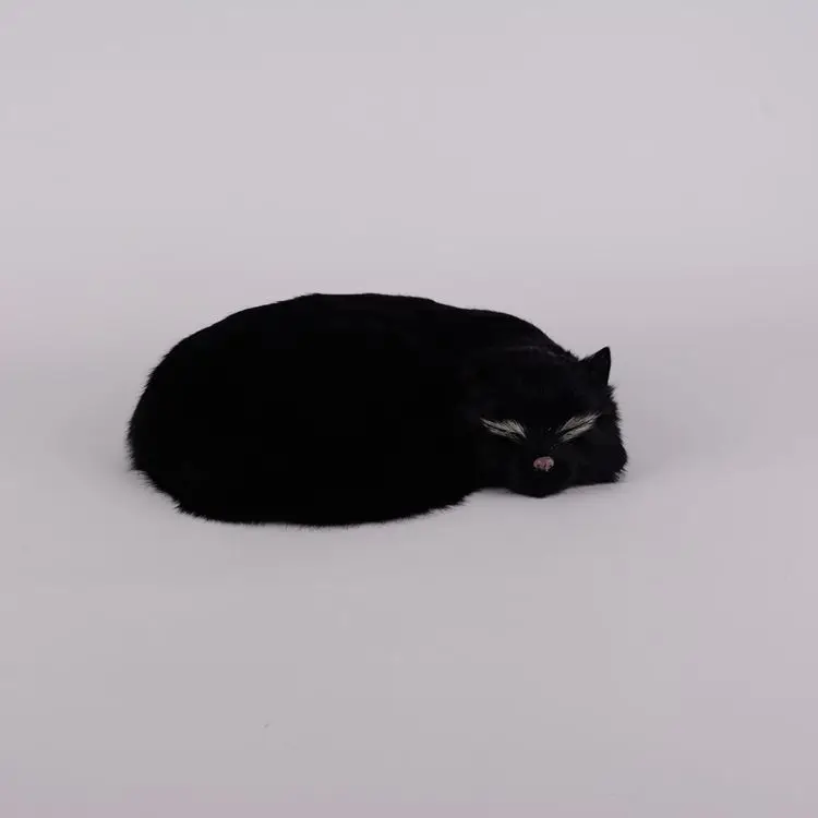 

about 27x6x20cm black simulation sleeping cat toy polyethylene & furs cat model gift 1456