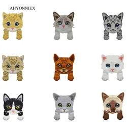 AHYONNIEX 1PC gatti Kawaii toppe ricamate animali ferro su Applique patch moda camicia tessuto Patchwork per toppe fai da te