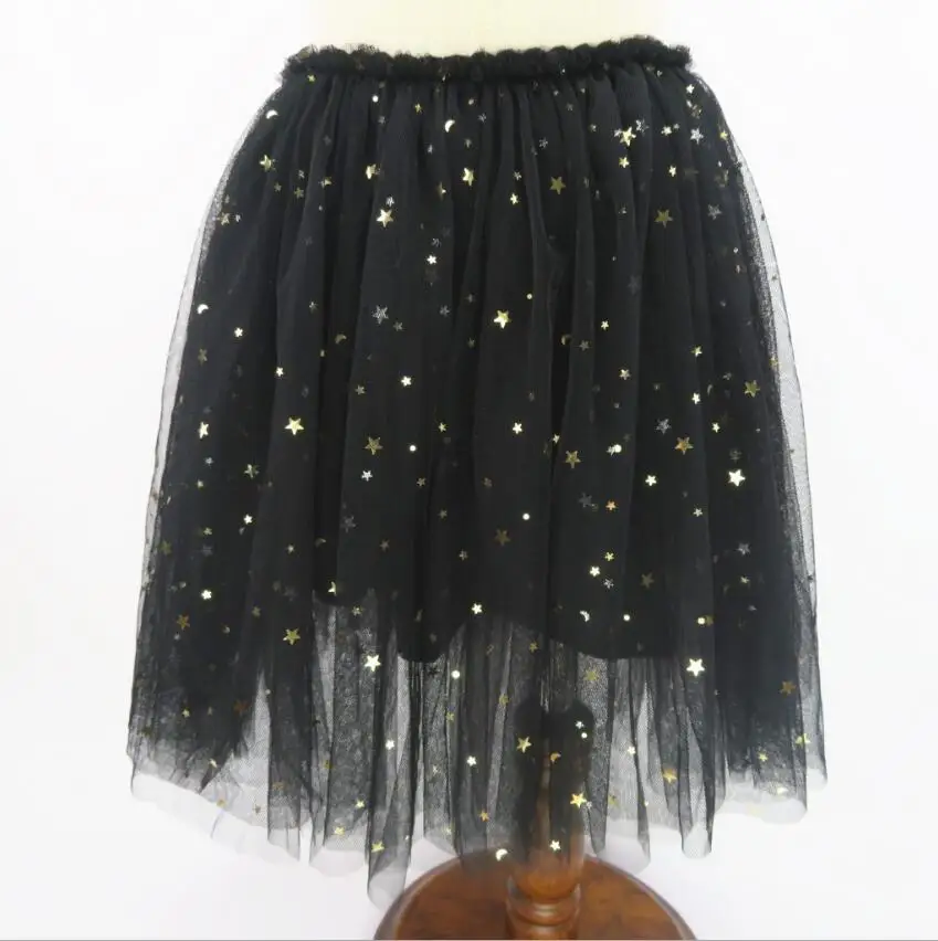 Shiny Stars Summer Girls Fashion Fluffy Twinkling Stars Tutu Skirt Shiny Princess Party Tulle Skirts Girls Clothing Kids