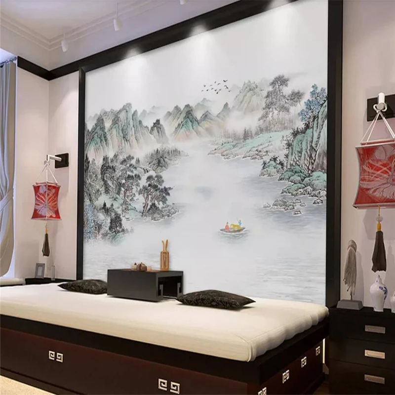 Decorative Wallpaper New Chinese Style Abstract Ink And Wash Painting Background Wall