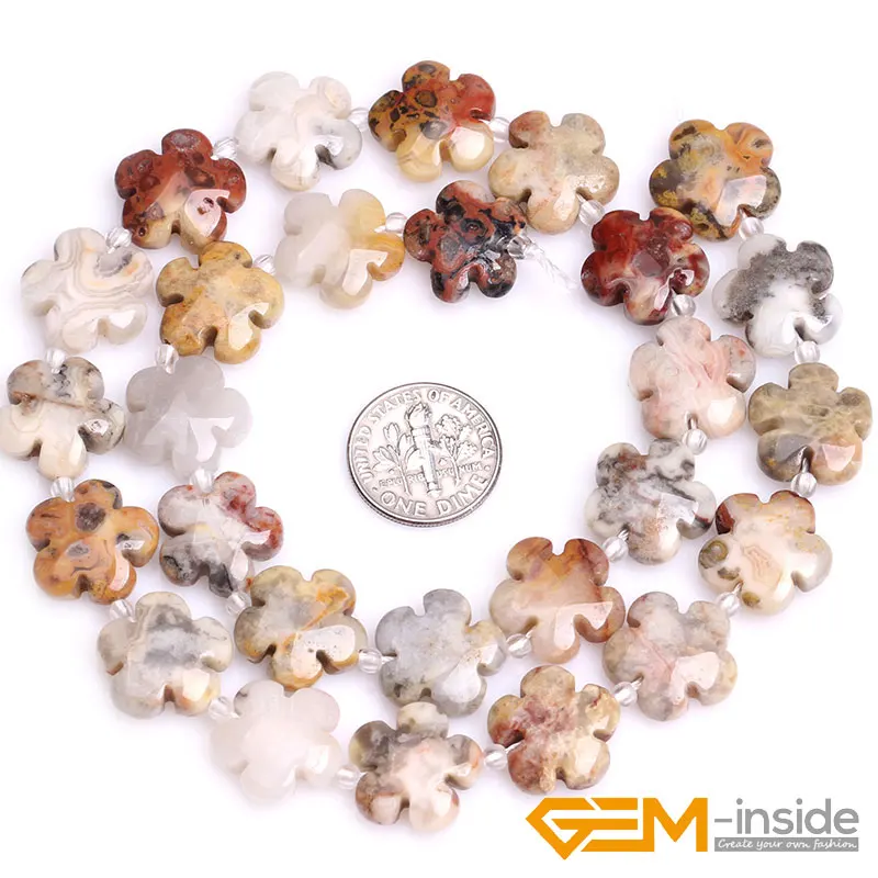 15mm Natural Stone Flower Beads For Jewelry Making Strand 15\