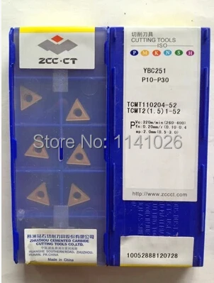 Free shopping! ZCC.CT TCMT110204 -52 YBC251 lathe cutting tools CNC blade alloy carbide cutting tool carbide inserts