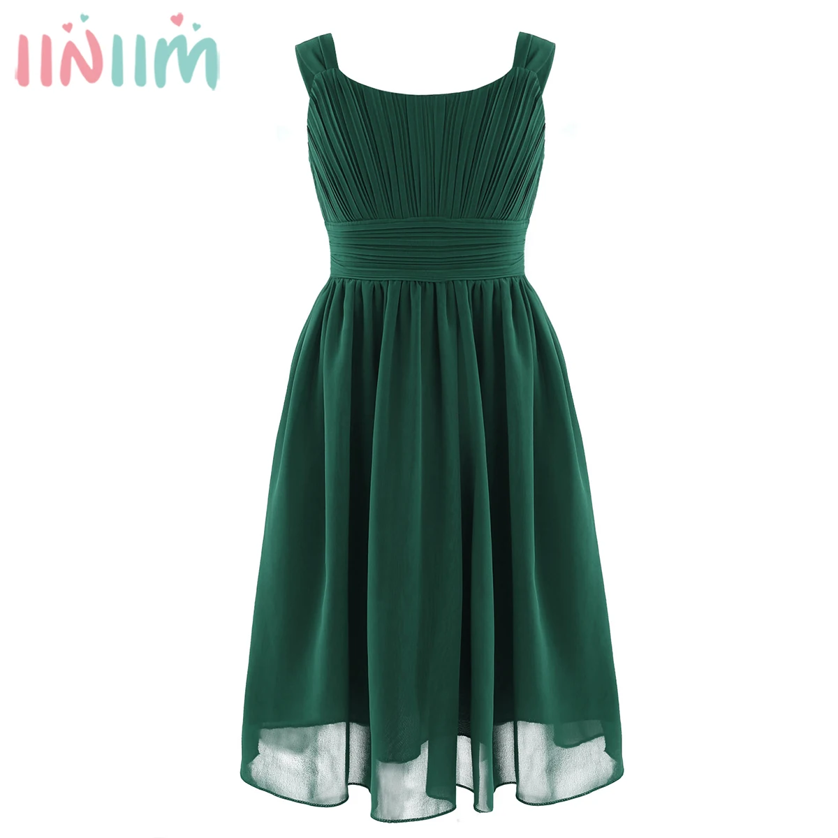 

iiniim Teen Pleated Chiffon Summer Flower Dress Princess Wedding Vestido de festa Birthday Party Dress Kids Dresses for Girls