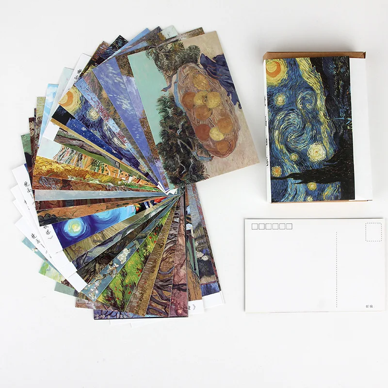 30 folhas/conjunto van gogh pintura a óleo cartão postal/cartão de saudação/cartão de mensagem/cartão de presente carta de aniversário dois tamanhos