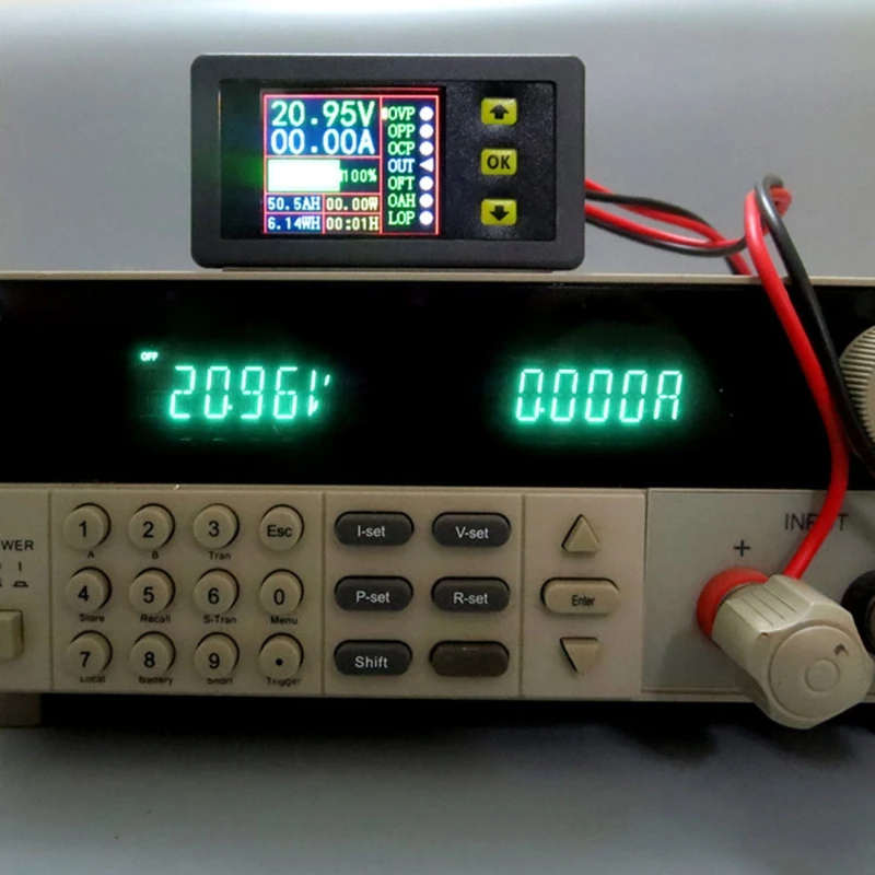 

Digital Multimeter Charge-Discharge Battery Tester DC 0-90V 0-20A Volt Amp Meter LCD Color Screen with 20mm Hall Sensor