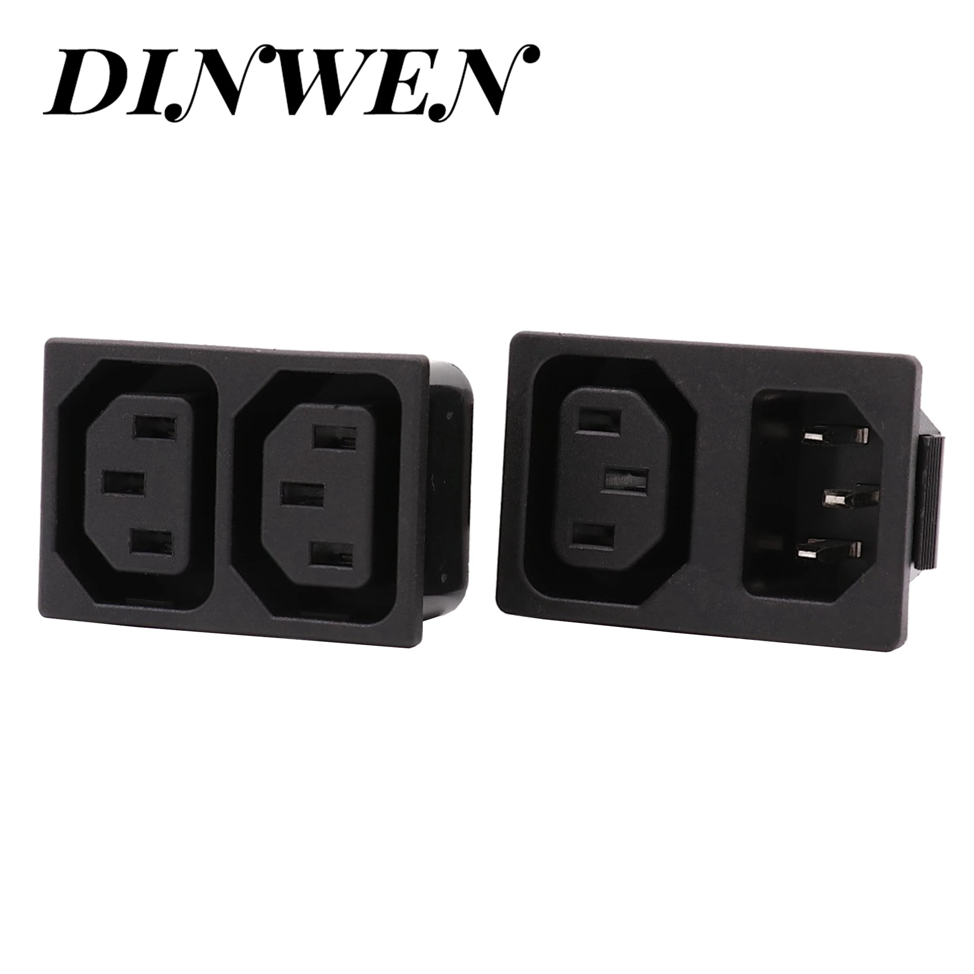 1PC POWER SOCKEKT IEC320 C14 Dual Male Femal Snap In Power Cord Inlet Jack Socket Receptacle Connector AC 250V 10A CE CCC TUV KC