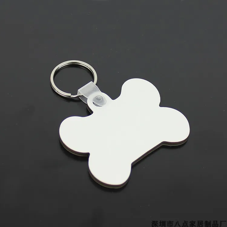 50pcs/lots Blank Sublimation MDF Key Rings Keychain Lovely Bone Shape DIY Gift Printing Sublimation Ink Two Sides can Print