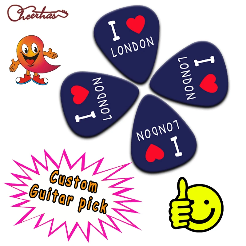 100pcs Real personalized customized standard traingle or teardrop guitar pick plectrum Can print yourself names and logo image