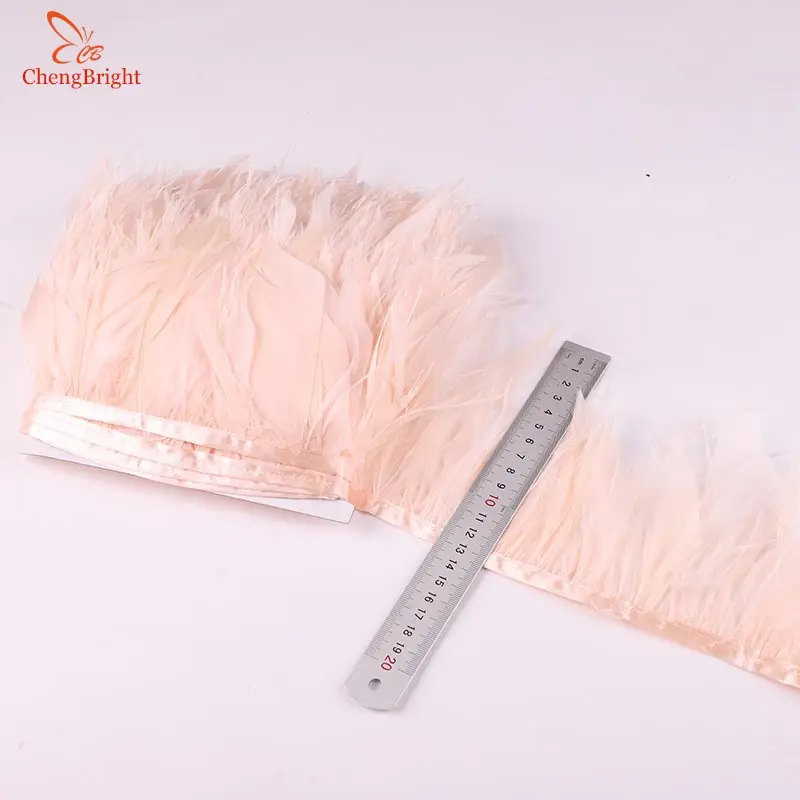 ChengBright Wholesale New 10 Yards White Natural Goose Feather Ostrich Feather Mix Ribbon Feather Trim Fringe Clothing Sewing