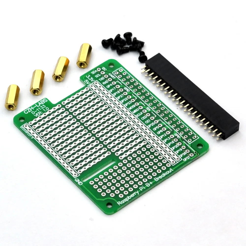 Electronics-Salon 4x Prototype Breakout PCB Shield Board Kit for Raspberry Pi 3 2 B+ A+, Breadboard DIY.