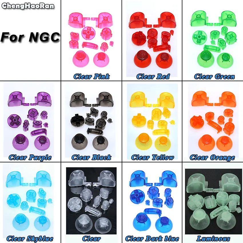 ChengHaoRan Full Set L R ABXY Z Keypads Buttons for GameCube Game Controller for NGC D Pads Power ON OFF Buttons & Joystick Cap