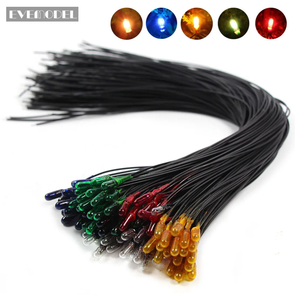 100pcs 3mm Grain of Wheat Bulbs Pre-wired Mini Bulbs Mixed Colors Red Yellow Blue Green White 12V 70mA MP18125M