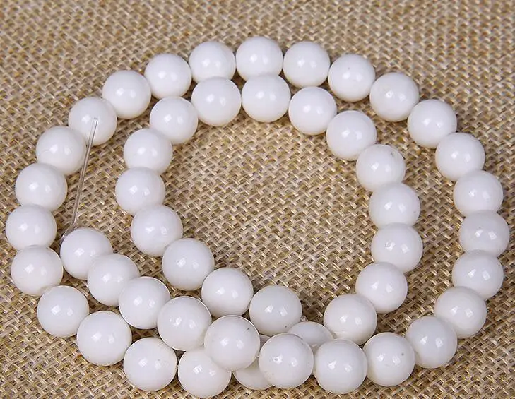 Top quality Natural Stone Amber Tridacna beads Round white Loose bead ball 6-12MM Handmade Jewelry bracelet making DIY