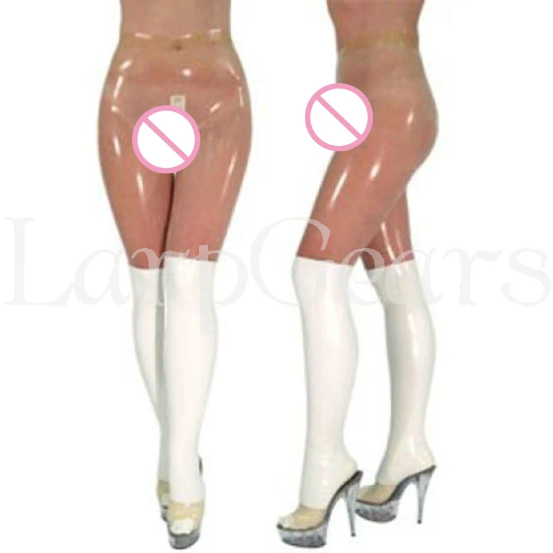 

Sexy Transparent Latex Pants with Crotch Zipper Bicolor Rubber Jeans Leggings Custom Made