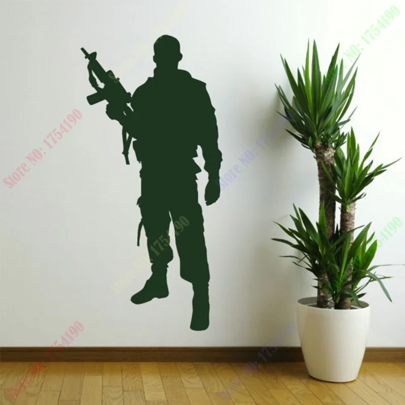 

Free Shipping Large Soldier Wall Sticker Home Decor For Boys Room Bedroom Vinyl Art Mural Decal