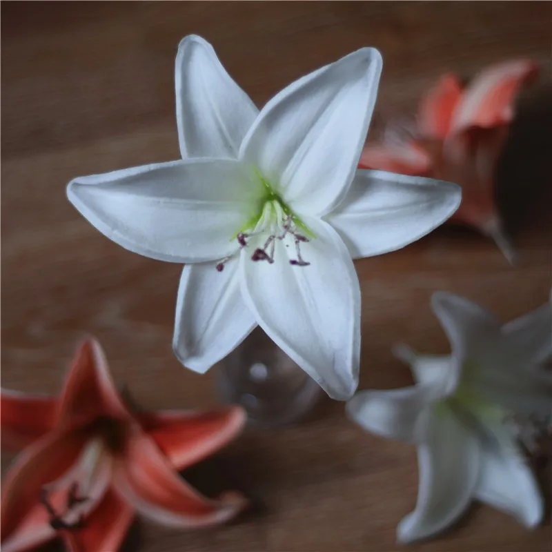 White Artificial Tiger Lily Heads Wedding Natural Real Touch Flowers Flower heads for cake decoration and wedding bouquets