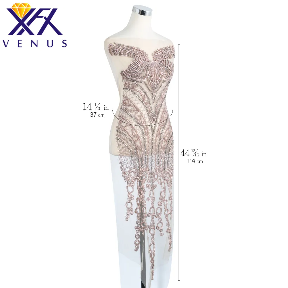 XFX VENUS 1 Set Hand Sewing On Rhinestone Applique Clothes trim Patch Wedding Dress Trimming Costume Embellishment Accessories