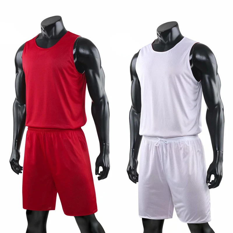 Double-sided Wearable Basketball Jersey Sets Uniforms Sports Clothing Breathable Quick Dry Men Kids Basketball Training suits