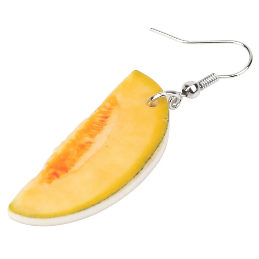 Bonsny Acrylic Delicious Hami Melon Earrings Big Long Dangle Drop Tropic Summer Fruit Jewelry For Women Girls Ladies Wholesale