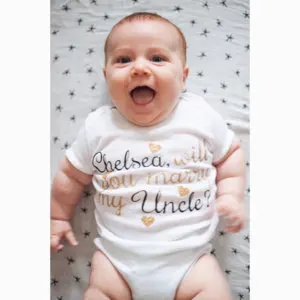 custom Wedding Announcement newborn proposal infant baby bodysuit onepiece romper Outfit coming Home toddler shirt party favors