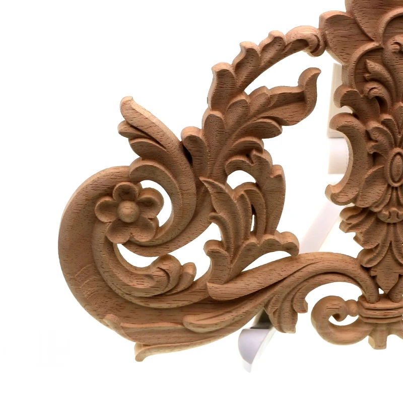 RUNBAZEF Creative Wood European Solid Floral Pattern Patch Furniture Door Flower Background Wall Cupboard Decoration Carving