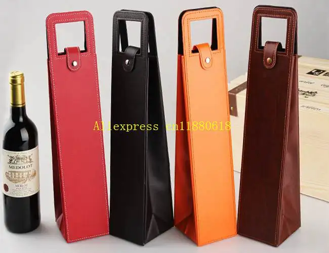 100pcs/lot Fast shipping Wine bags of wine packaging gift boxes Red wine only leather bag Customize