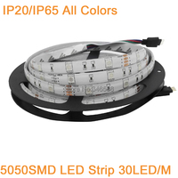 12V DC 5m SMD 5050 LED Strip Light 30LEDs/M 150LEDs IP20 IP65 Waterproof Flexible Tape White/Warm white/Blue/Green/Red/RGB Color