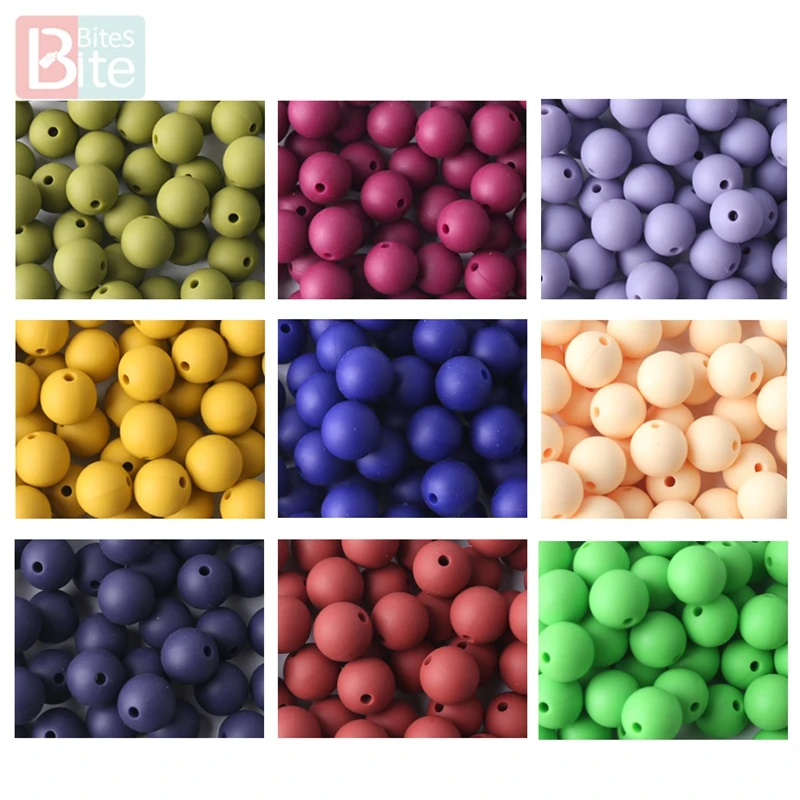 

Bite Bites 12mm 30pc Silicone Beads DIY Baby Teething Necklace Making Accessories BPA Free Soft Beads Baby Teether New Color