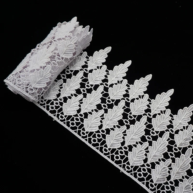 1yard 19cm White LEAF Lace Trims Tape Costume Trimmings Ribbon for Home Textiles Polyester Fabric