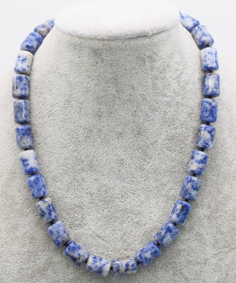 

wholesale 10*14mm blue sodalite agtae pillar necklace 17inch FPPJ nature beads for woman gift wedding necklace