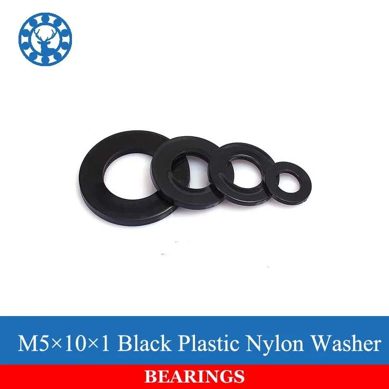 

100Pcs DIN125 ISO7089 M5 Black Plastic Nylon Washer Plated Flat Spacer Washer Seals Gasket Ring