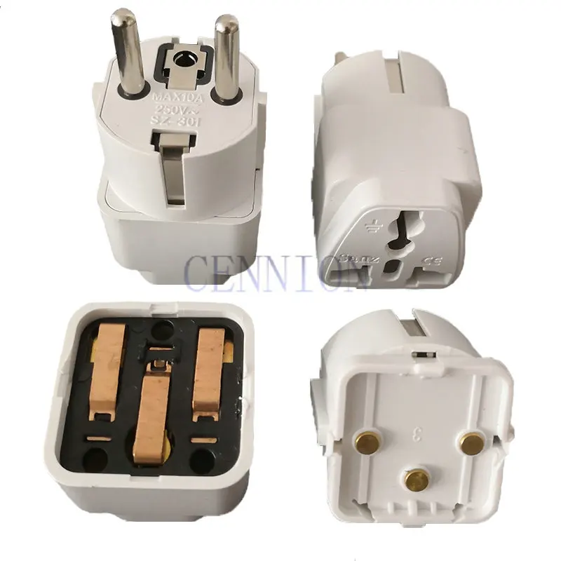 Copper Pass 10A UK EU AU US to DE FR AC Power Plug Trip Travel Adaptor Convertor for Journey 100pcs