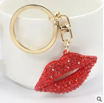 Llavero coreano creativo para mujer, con labios rojos sexys, de cristal, para bolso, abalorio, chuchería, llavero, brelok