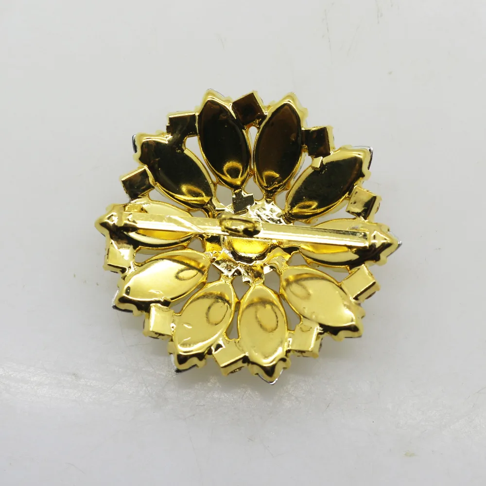 3pcs/lot 40mm rhinestone crystal button gold decorative flower button coat clothing fashionable clothing  accessories.