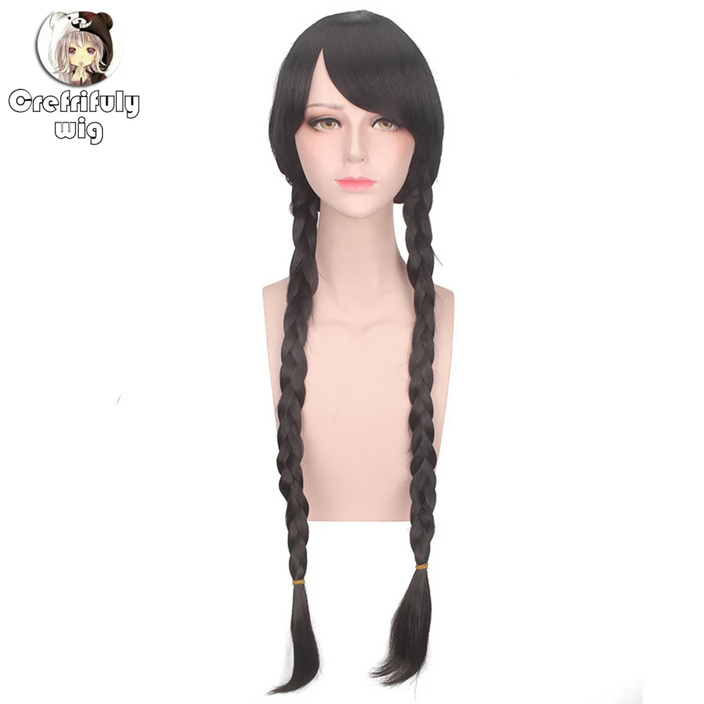 

80cm 32inch Long Black Braided Wigs For Women Synthetic Hair Halloween Costume Cosplay Wig With Bangs High Quality